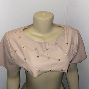 Custom Jeweled Faux Leather Crop